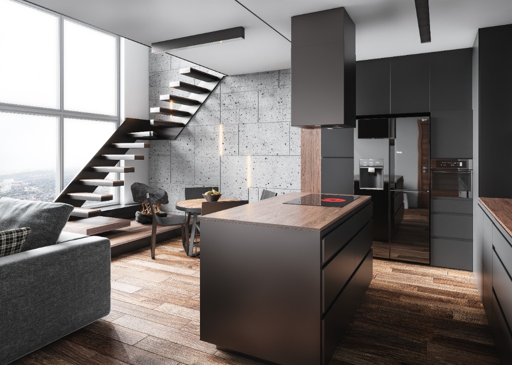 Minimalist Industrial Penthouse 3DCG ArchViz