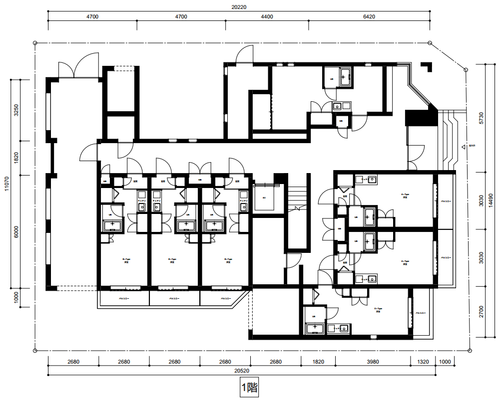 Multi-Unit Housing CAD Tracing Floor Plan